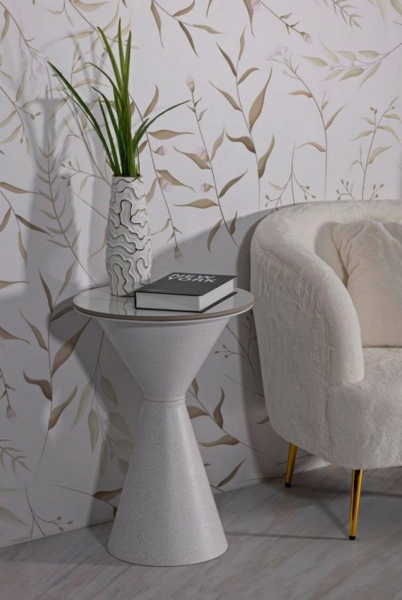 Dmora Couchtisch Oreti 44 x 44 x 63 cm Weiß, Zeitungsablage