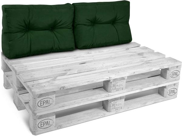 Beautissu Palettenkissen Rückenkissen ECO Style 2 teilig Dunkelgrün, 60 x 40 x 10-20 cm