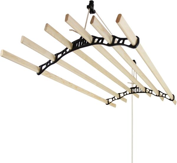 Deckentrockner aus Holz, Schwarz, 1,5 m