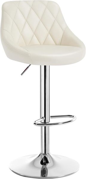 WOLTU BH23cm-1 1er Barhocker Barstuhl, leichte reinige Kunstleder, Gute gepolsterte Sitzfläche , Höhenverstellbar, 360° Drehbar, Farbwahl, in Creme