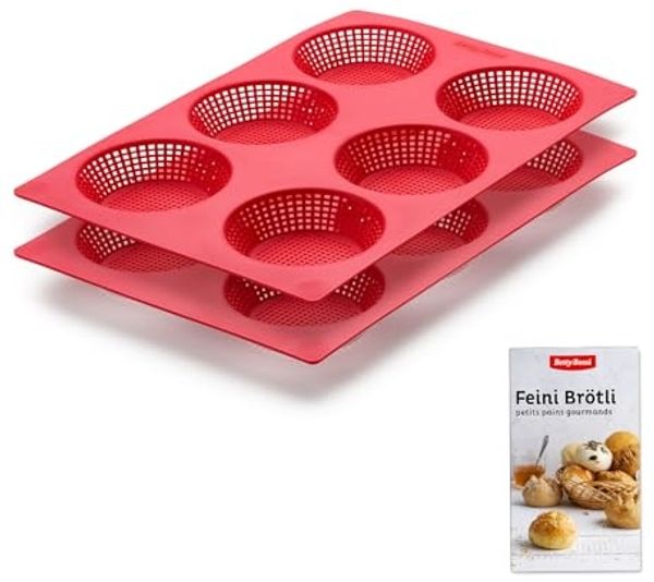 Betty Bossi Brotbackform Brötli rund 2er Set Silikon rot, (2-tlg), antihaftbeschichtet