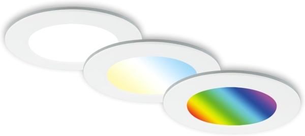 BRILONER - 3er Set Bad Einbaustrahler LED mit Fernbedienung, einstellbar von warmweiß bis kaltweiß, dimmbar, LED Spot, Deckenspots, Spots, Einbauleuchten, Einbauspots, 92x45 mm, Weiß