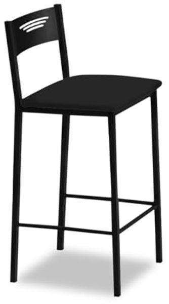 ASTIMESA - Hohe gepolsterte Küchenhocker mit Rückenlehne - Gestell schwarz und Sitzfläche aus Kunstleder - Farbe des Sitzes: Schwarz. Lieferumfang: 1 Stück - Maße: 90 cm (Gesamthöhe)