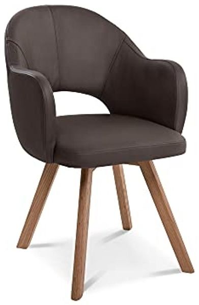 Möbel-Eins DOLORA Schalenstuhl, Gestell Massivholz braun ohne Drehfunktion Echtleder