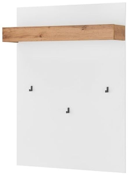 Lomadox Garderoben-Set CRISP-61, (Spar-Set, 3-St, Garderobenpaneel Schuhbank Garderobenschrank), in weiß mit Eiche Nb. modern, griffloses öffnen Bild 4