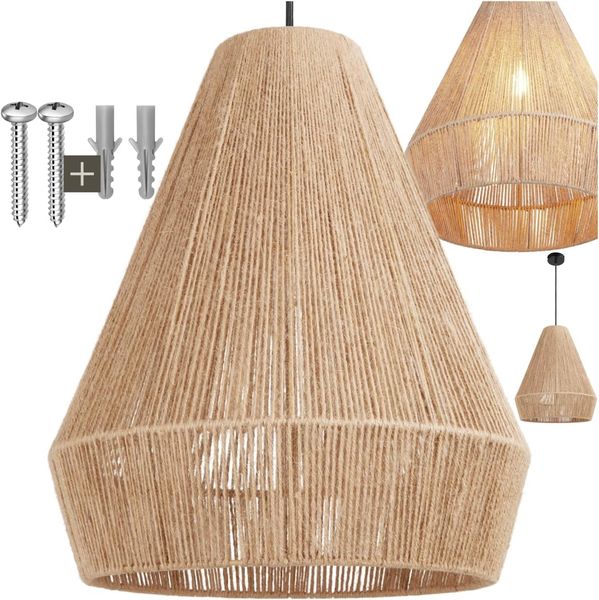 tectake Deckenleuchten Pendelleuchte Suri aus Jute im Boho-Stil, 40W, Stilvolle Wandbeleuchtung mit gemütlichen Lichtakzenten
