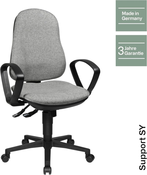 Topstar Support SY Bürostuhl, Schreibtischstuhl, inkl. Armlehnen B2(B), Bezugsstoff hellgrau, 55 x 58 x 113 cm Bild 3