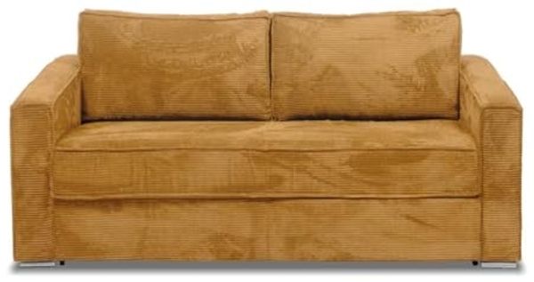 Vente-unique - LORETO Sofa SamtStoff Gelb - B 223 cm95 cm x H 90 cm x L 215 cm Bild 5