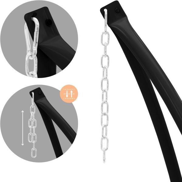 ECD Germany Hängesessel Hängeschaukel Gartensessel Hängesitz für Innen & Außen (1-St), Schwebesessel mit Holzstange + 2 Kissen & schwarzem Gestell bis 120kg Bild 5