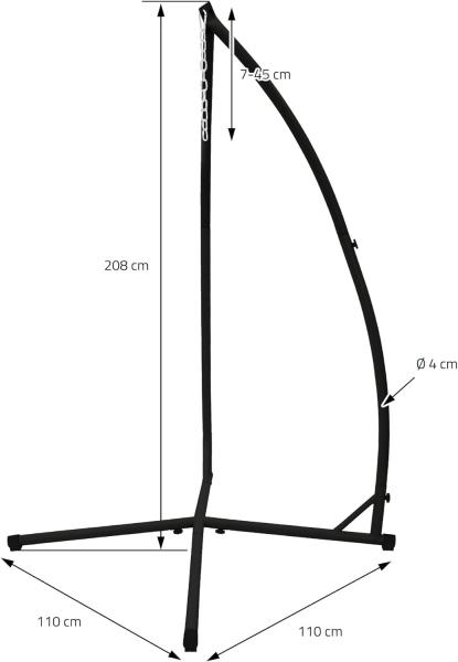 ECD Germany Hängesessel Hängeschaukel Gartensessel Hängesitz für Innen & Außen (1-St), Schwebesessel mit Holzstange + 2 Kissen & schwarzem Gestell bis 120kg Bild 8