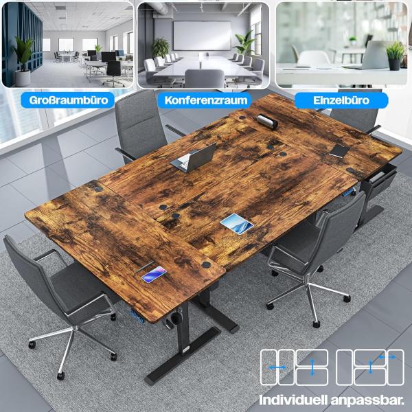 KESSER® Höhenverstellbarer Schreibtisch elektrisch | Ergonomisch Steh-Sitz Schreibtisch | 3-Funktions-Memory Steuerung | Inkl. 360° Rollen & USB-Ladeanschluss | Computertisch für Homeoffice Braun, 180 x 80 cm Bild 8