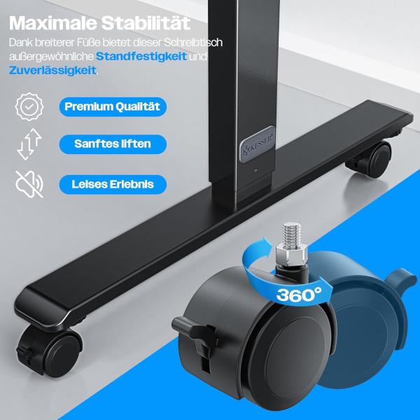 KESSER® Höhenverstellbarer Schreibtisch elektrisch | Ergonomisch Steh-Sitz Schreibtisch | 3-Funktions-Memory Steuerung | Inkl. 360° Rollen & USB-Ladeanschluss | Computertisch für Homeoffice Braun, 180 x 80 cm Bild 7
