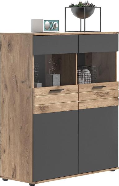 Vitrine Mason II - Nox Oak / Basalt Grau