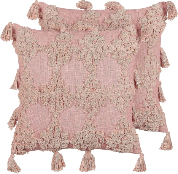 Kissen 2er Set Geometrisches Muster TORENIA Baumwolle 45 x 45 cm Rosa