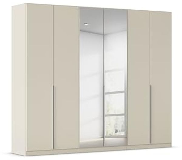 Rauch Möbel Alabama, Kleiderschrank für Schlafzimmer, Kinderzimmer, Wohnzimmer, Garderobe, Flur, 6-türig, Spiegel, mit Zubehör Premium, Farbe Beige, Breite 271 cm
