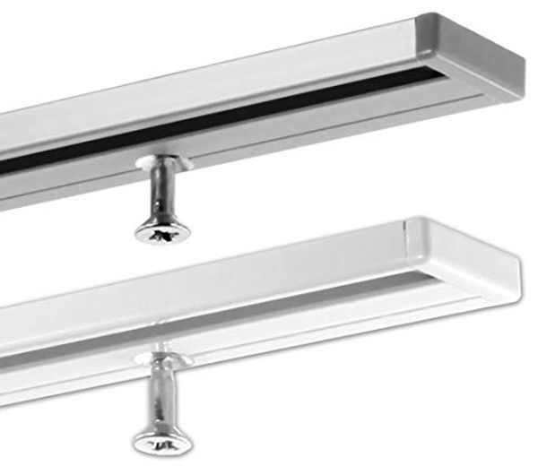 Gardineum Gardinenschiene Vorhangschiene in Aluminium, 1-läufig, flach, ab 2 m mittig geteilt, 1-läufig