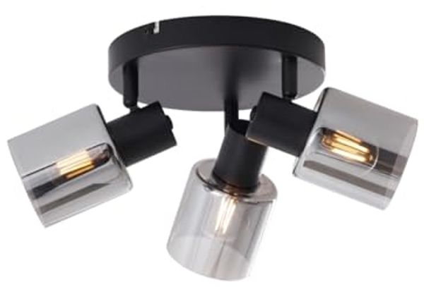 Qazqa LED Aufbaustrahler Cilin, ohne Leuchtmittel, E14, Schwarz, Modern, Metall, 1-flammig