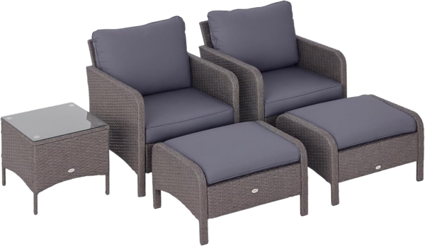 Outsunny Sitzgruppe Rattan Sofagarnitur als 5-teiliges Set