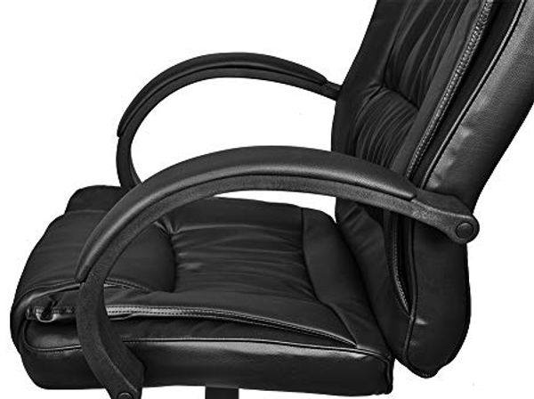 MALATEC Bequeme Bürostuhl Chefsessel Drehstuhl Ergonomischer Schreibtischstuhl mit Kunstlederbezug Schwarz/Weiß/Braun 8983, Farbe:Schwarz Bild 5