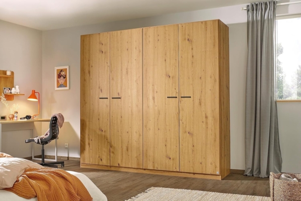 Rauch Möbel Florenz Schlafzimmer, Eiche Artisan, Holz, bestehend aus Bett mit Liegefläche 160x200 cm inklusive 2 Nachttische und Drehtürenschrank BxHxT 226 x 210 x 54 cm Bild 3