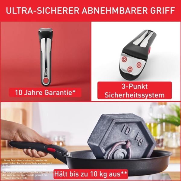 Tefal Ingenio Emotion 20-tlg. Topf und Pfannenset abnehmbarer Griff, mit Zubehör, stapelbar, platzsparend, Topfset Induktion Titanium 2X Antihaftversiegelung, einfache Handhabung und Reinigung, L897SK Bild 6
