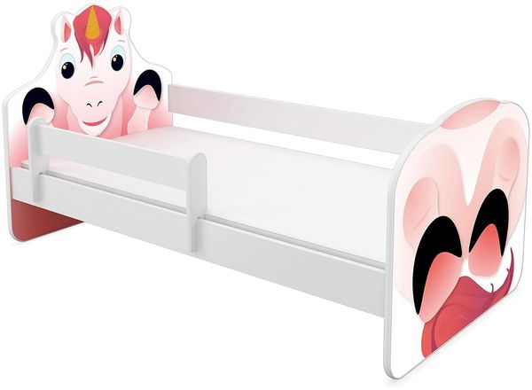 ACMA Tiere VII Kinderbett Jugendbett Matratze Rausfallschutz Lattenrost 140x70 160x80 180x80 (03 Einhorn, 160x80 cm)