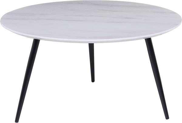 Beliani Couchtisch Weißer Marmoreffekt schwarz ø 79 cm EFFIE