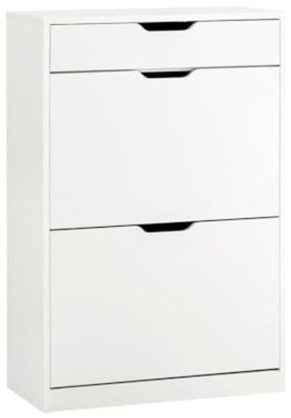 SoBuy Schuhkipper DE-FSR180, Schuhschrank schmal, Schuhregal Schuhkommode Schuhablage, mit 2 Klappen, Schuhschrank perfekt für schmale Flure, für 10 Paar