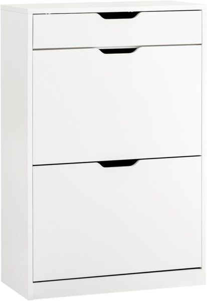 SoBuy Schuhkipper DE-FSR180, Schuhschrank schmal, Schuhregal Schuhkommode Schuhablage, mit 2 Klappen, Schuhschrank perfekt für schmale Flure, für 10 Paar