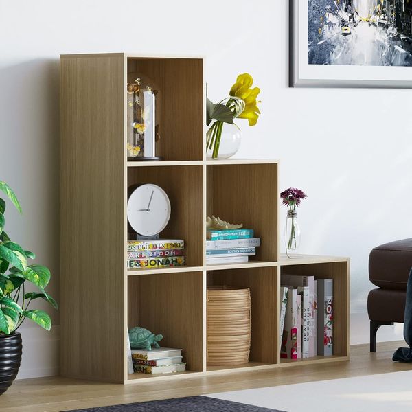 Vida Designs Durham Treppenregal Bücherregal Regale Aufbewahrung Organizer Wohnzimmer Möbel (6 Würfel, Eiche)