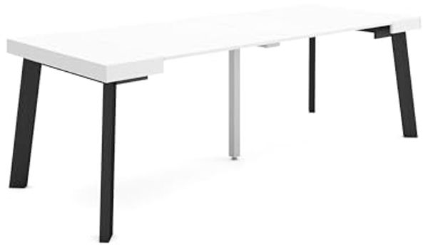 Skraut Home | Ausziehbarertisch | Multifunktionaler ausziehbarer | 220 | Für 10 Gäste | Hölzerne Beine | Moderner Stil | Weiß