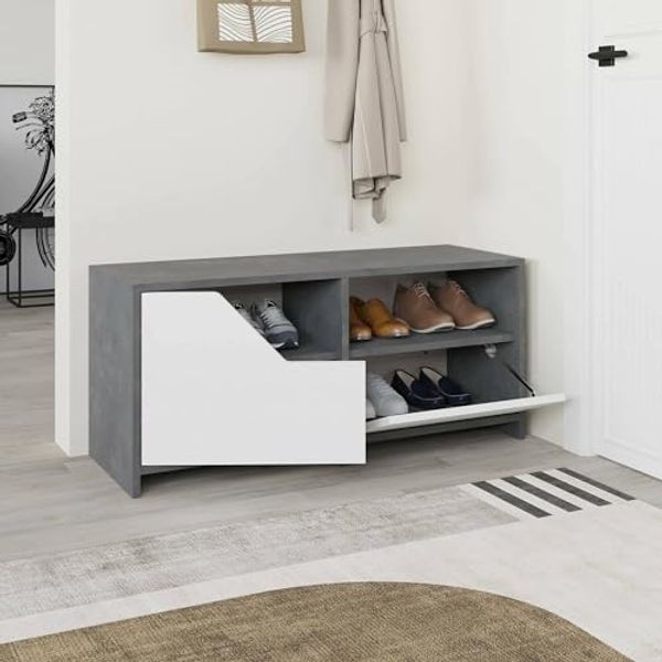 Dmora Schuhregal Maelstrom 105 x 37 x 47 cm Grau 8 Paar 2 Böden