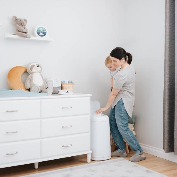 Angelcare Windeleimer + 3 Nachfüllpackungen gegen Gerüche, hohe Kapazität, antibakteriell, einfache Verwendung, Weiß Bild 11