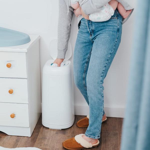 Angelcare Windeleimer + 3 Nachfüllpackungen gegen Gerüche, hohe Kapazität, antibakteriell, einfache Verwendung, Weiß Bild 13