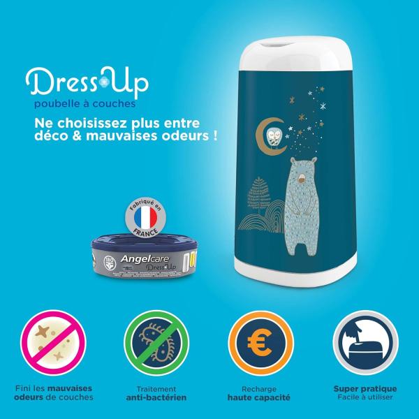 Angelcare Windeleimer + 3 Nachfüllpackungen gegen Gerüche, hohe Kapazität, antibakteriell, einfache Verwendung, Weiß Bild 14