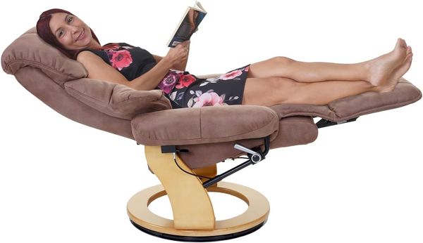 MCA Relaxsessel Calgary 2, Fernsehsessel Sessel, Stoff/Textil 150kg belastbar ~ antikbraun, naturbraun Bild 11