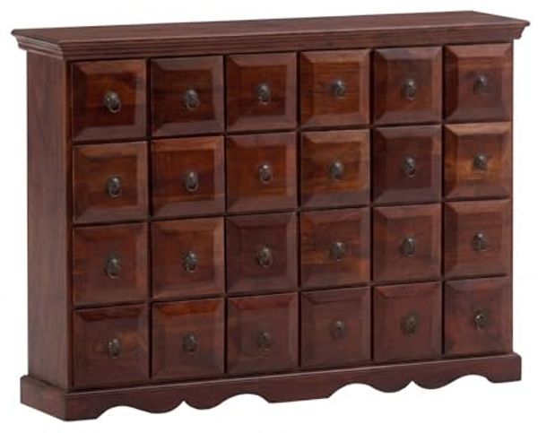 Kommode Akazie Massivholz dunkel braun 24 Schubladen 114x82x25 cm Woodkings Texas Schubladenkommode Holzkommode Flurkommode Apothekerschrank