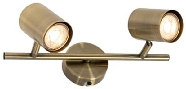 Qazqa LED Aufbaustrahler Jeana, ohne Leuchtmittel, GU10, Bronze, Modern, Stahl, 2-flammig