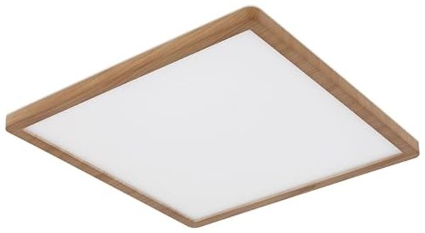 LED Deckenleuchte, Holzoptik, IP44, 3 Lichtstufen, 42x42cm