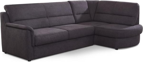 Cavadore Ecksofa Paris mit Federkern / Kleines L-Sofa mit Vorziehsitz, Bettkasten und Ottomane / 243 x 87 x 155 / Dunkelgrau