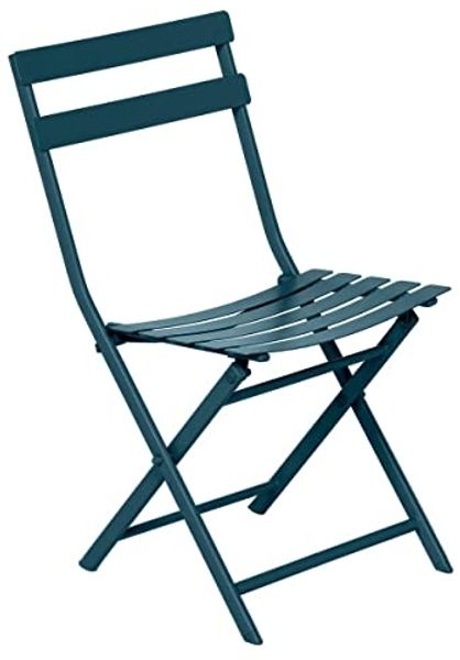 Hespéride - Klappstuhl Greensboro Petrolblau – Stahl mit Rostschutzbehandlung verstärkt – 50 x 42 x 81 cm – Möbel für den Außenbereich, zusammenklappbar