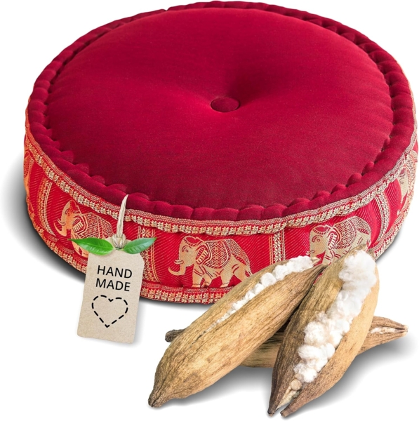 livasia Meditationskissen Zafukissen groß (Deluxe) vegan und handgefertigt, 44x15cm, Kapok