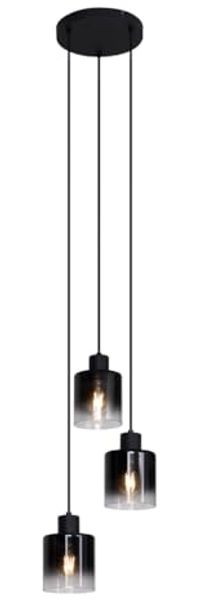 Qazqa Pendelleuchte Dame, ohne Leuchtmittel, Extra-Warmweiß, QAZQA Hängeleuchte, e27, Schwarz, Glas, Modern