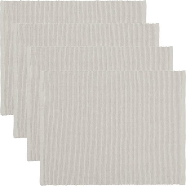 LINUM UNI Dekorative 4 set Tischsets für Esstisch 35x46 cm, 100% Gerippte Baumwolle, Maschinenwaschbar, Hellgrau