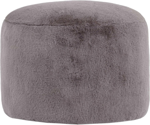 Icon Milano Hocker, Grau, Kaninchen Kunstfell Stoff, Sitzsack Stuhl, Sitzpuff Hocker mit Füllung, Fußhocker für das Wohnzimmer, Deko Wohnzimmer