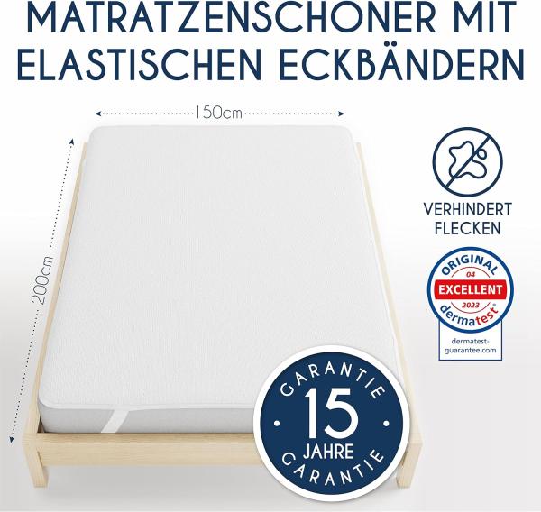 Matratzenschoner 150x200 cm Wasserdicht Made in EU und Oeko-TEX Zertifiziert von Dreamzie - Atmungsaktive Matratzenauflage Bild 2