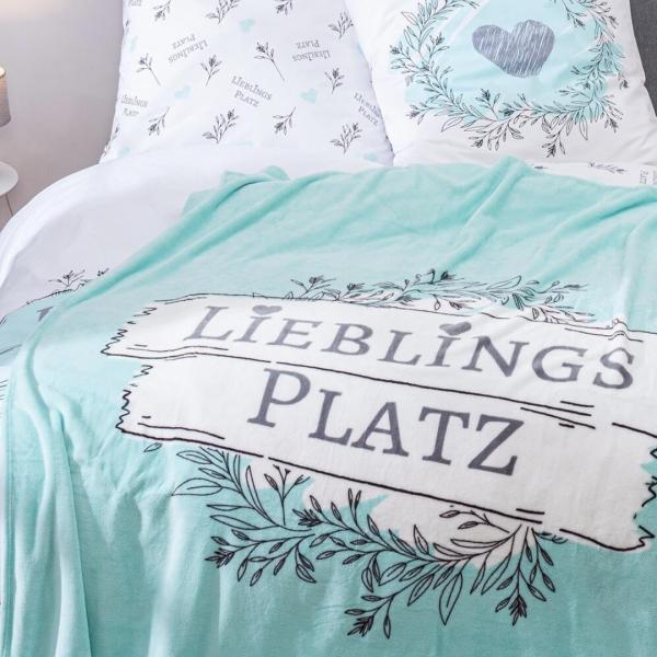 Wohndecke Lieblingsplatz 150x200 cm, weich und kuschelig, passend zur Bettwäsche, MTOnlinehandel, Fleece-Decke Sofadecke Überwurf Plaid in mint, Geschenk für Frauen