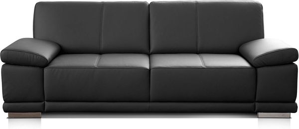 CAVADORE 3,5-Sitzer Ledersofa Corianne / Großes Sofa im Echtlederbezug und modernem Design / Mit verstellbaren Armlehnen / 248 x 80 x 99 / Echtleder schwarz