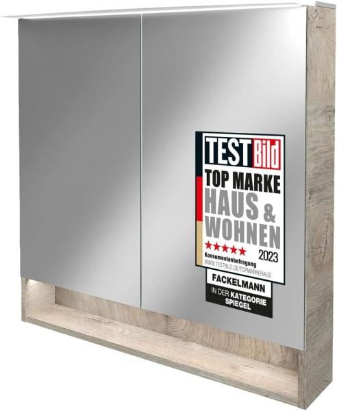 Fackelmann B.STYLE Spiegelschrank, 80 cm breit, Grau