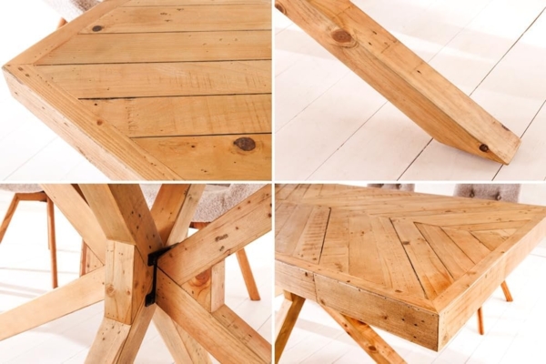 riess-ambiente Esstisch MOSAIK 160cm natur (Einzelartikel, 1-St), Pinie-Massivholz · recycelt · Sterngestell · bis 6 Personen · Landhaus Bild 6